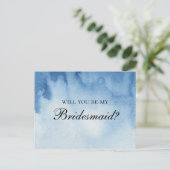 Blue Wil je mijn bruidsmeisje zijn? Moderne waterv Briefkaart (Staand voorkant)