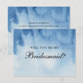 Blue Wil je mijn bruidsmeisje zijn? Moderne waterv Briefkaart (Voorkant / Achterkant)