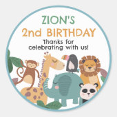 Blue Wild Animal Ronde Sticker (Voorkant)