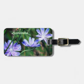 Blue Wild Chicory Flower Trio Personalized Bagagelabel (Voorkant horizontaal)