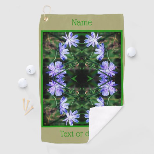 Blue Wild Chicory Flowers Abstract gepersonaliseer Golfhanddoek (Insitu)