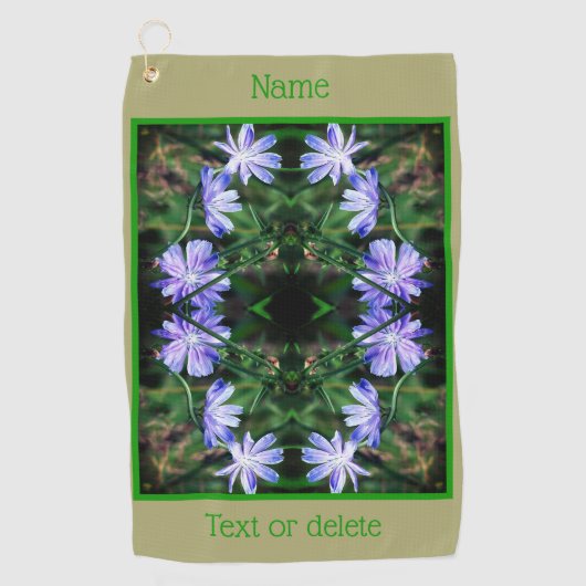 Blue Wild Chicory Flowers Abstract gepersonaliseer Golfhanddoek (Voorkant)