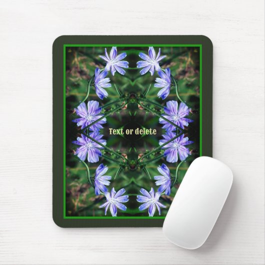 Blue Wild Chicory Flowers Abstract gepersonaliseer Muismat (Met muis)