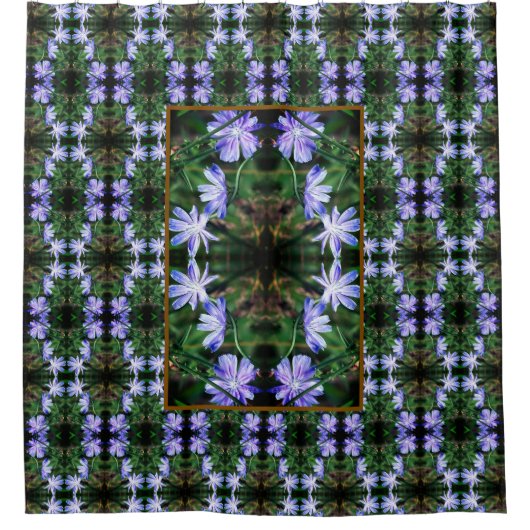 Blue Wild Chicory Flowers Pattern Douchegordijn (Voorkant)