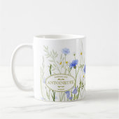 Blue Wild Flower Personalised Birthday Message Koffiemok (Links)
