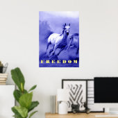 Blue Wild Horses Motivatie Freedom Artwork Poster (Thuiskantoor)