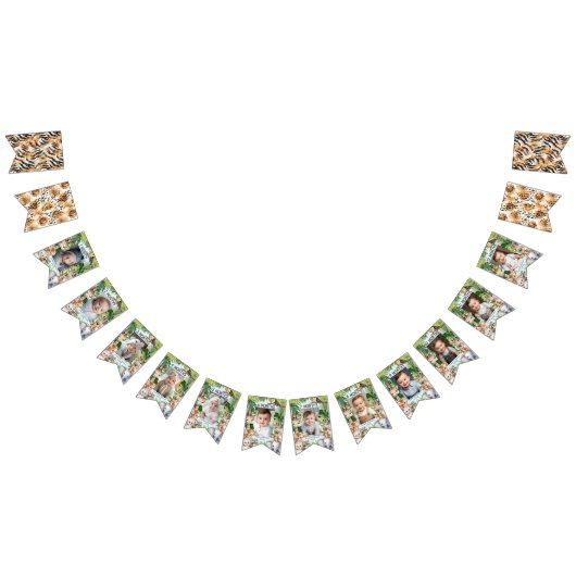 Blue Wild One Safari thema 1e verjaardag Maandelij Vlaggetjes (Alle)