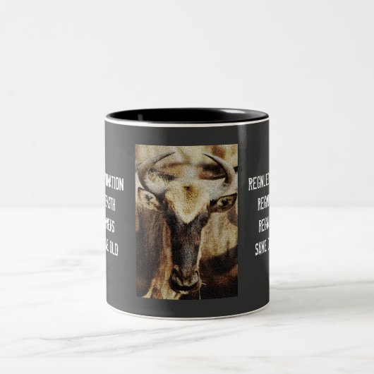 Blue Wildebeest / Gnu grappige humoros koffiemugs Tweekleurige Koffiemok (Center)