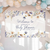 Blue Wildflower Boho Baby shower Welkom Spandoek