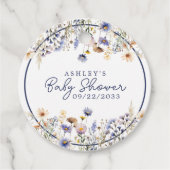 Blue Wildflower Boho Waterverf Baby shower Bedankjes Labels (Voorkant)