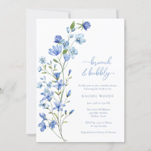 Blue Wildflower Brunch & Bubbly Vrijgezellenfeest Kaart