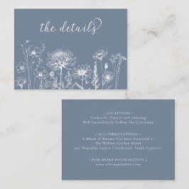 Blue Wildflower Details Card Periwinkle Wedding Informatiekaartje