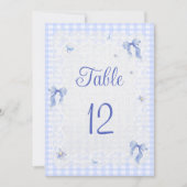 Blue Wildflower Floral Bow Gingham Table Number (Voorkant)