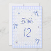 Blue Wildflower Floral Bow Gingham Table Number (Achterkant)