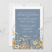 Blue Wildflower Floral Wedding Kaart (Voorkant)