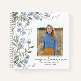 Blue Wildflower Foto Afstuderen Gastboek Notitieboek