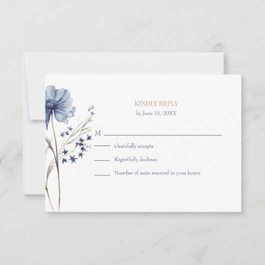 Blue Wildflower Garden RSVP with Botanical Back (Devant)