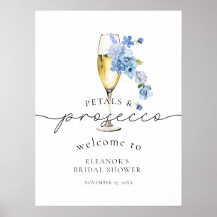 Blue Wildflower Petals & Prosecco Vrijgezellenfees Poster