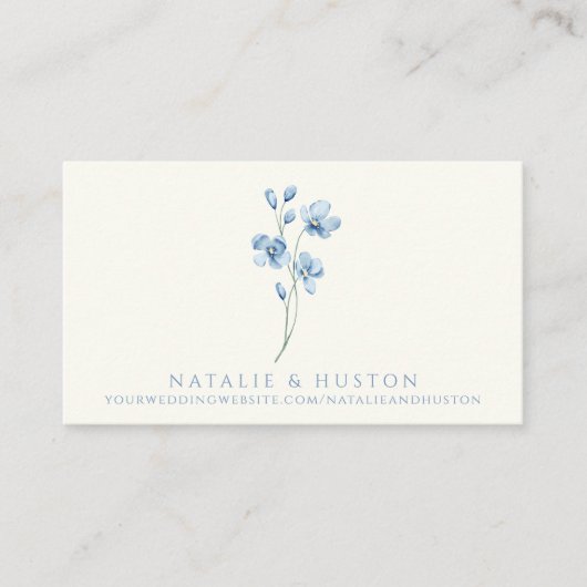 Blue Wildflower QR Code Bruidsfeest Cadeau Registr Informatiekaartje (Voorkant)