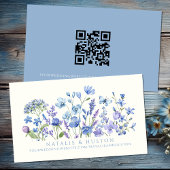 Blue Wildflower QR Code Bruidsjurk Shower Cadeau R Informatiekaartje