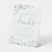 Blue Wildflower rustieke bruiloft handtekening Dri Reclamebord Met Voetstuk (Voorkant)