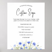 Blue Wildflower Universal Wedding Sign Sjabloon Poster (Voorkant)
