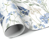 Blue Wildflower Watercolor Cadeaupapier (Rol Hoek)