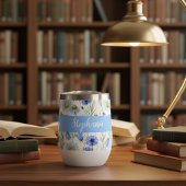 Blue Wildflower Watercolor Monogram Name