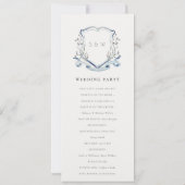 Blue Wildflower Waterverf Crest Wedding Programme Kaart (Achterkant)