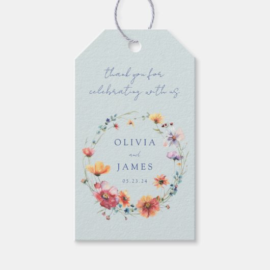 Blue Wildflower Wedding Cadeaulabel (Voorkant)