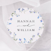 Blue Wildflower Wedding Classic Ronde Sticker