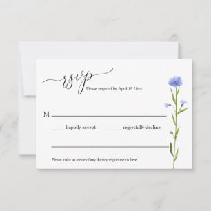 Blue Wildflower Wedding Rsvp Enclosure Card