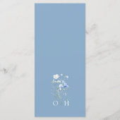 Blue Wildflowers Monogram Huwelijk Flat Menu (Achterkant)