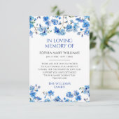 Blue Wildflowers Sympathy Memory Dank je wel kaart (Staand voorkant)