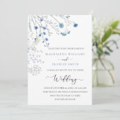 blue wildflowers wedding invitation (Debout devant)
