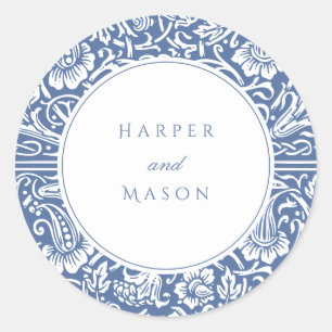 Blue William Morris Wedding Ronde Sticker