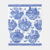Blue Willow Animal Pagoda Asian  Pattern Fleece Deken (Voorkant)