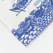 Blue Willow Animal Pagoda Asian  Pattern Fleece Deken (Hoek)