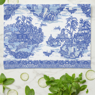 Blue Willow Animal Pagoda oosters Toile Theedoek
