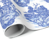 Blue Willow Animal Rabbit Deer Fox Toile Cadeaupapier (Rol Hoek)