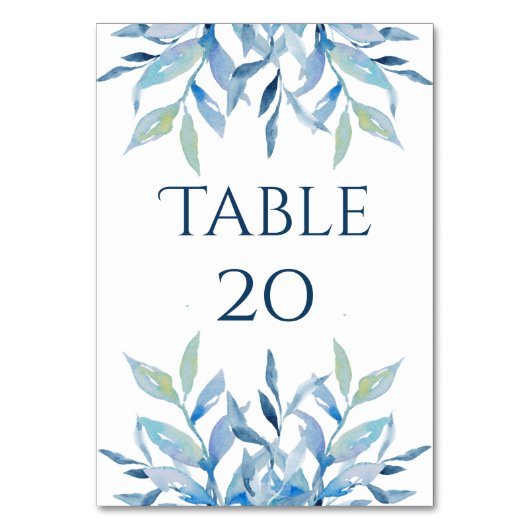 Blue Willow Branches, Waterverf Wedding Reception Kaart (Voorkant)