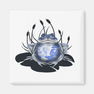 Blue Willow Bull kikkermagneet Magneet