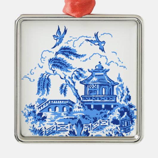 Blue Willow China Blue & White Ornament (Voorkant)