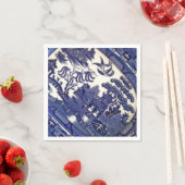  Blue Willow China Bord Pattern Tegel Dish Servetten (Insitu)