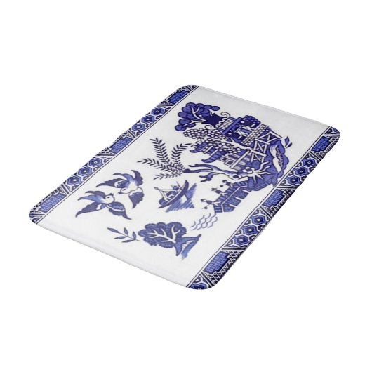 Blue Willow China Design Kitchen Rug Bath Mat (Gekanteld)