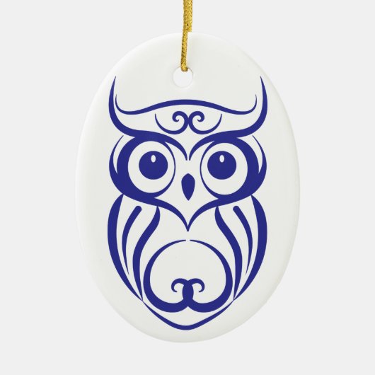 Blue Willow China Style Owl Ornament (Voorkant)
