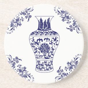 Blue Willow Chinoiserie Blue en White Ginger Jar Zandsteen Onderzetter