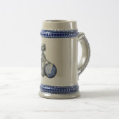 Blue Willow Dachshund Stein Bierpul (Voorkant rechts)