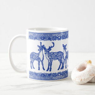 Blue Willow Deer Buck Unique Whimsical Animal Koffiemok
