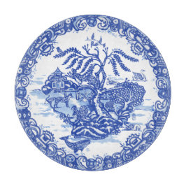Blue Willow Fox Rabbit Squirrel Bird Whale Pagoda Snijplank
